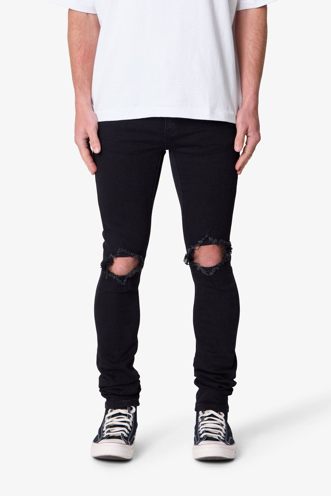 Ethan | Svart Stretch Skinny Jeans med Förlängd Innersöm för Herr 1
