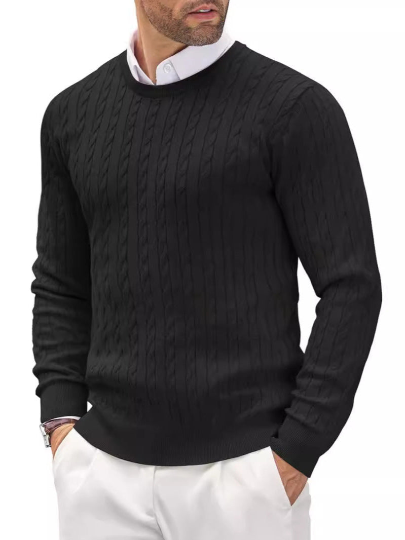Ethan | Trendig Slim Fit Höststickad Tröja Med Tvistat Mönster 0