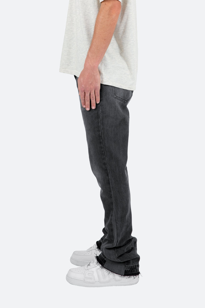 Ethan | Tvättad Svart Flare Jeans Med Kontrastpaneler 4
