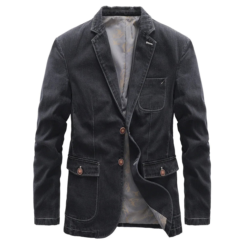 Ethan | Vintage Dubbelknäppt Jeansjacka i Blått 2