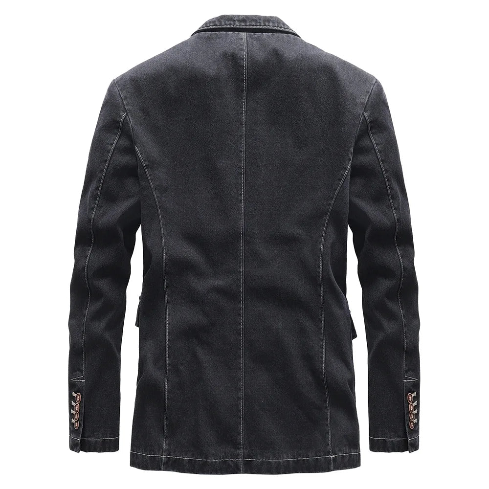 Ethan | Vintage Dubbelknäppt Jeansjacka i Blått 5