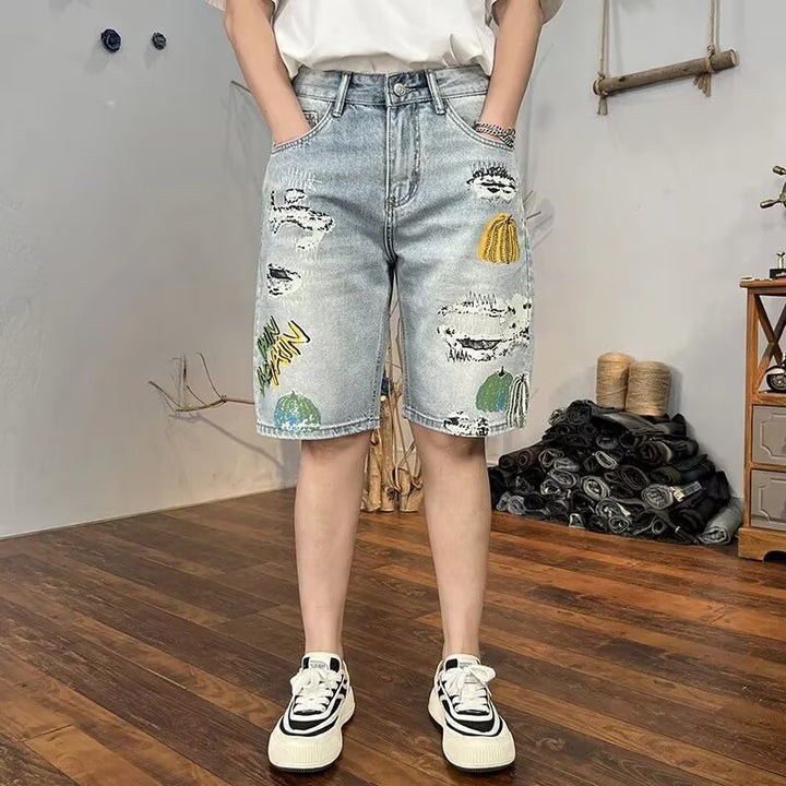 Ethan | Vintage Ljusblå Avslappnade Croppade Shorts 0