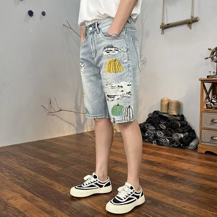 Ethan | Vintage Ljusblå Avslappnade Croppade Shorts 2