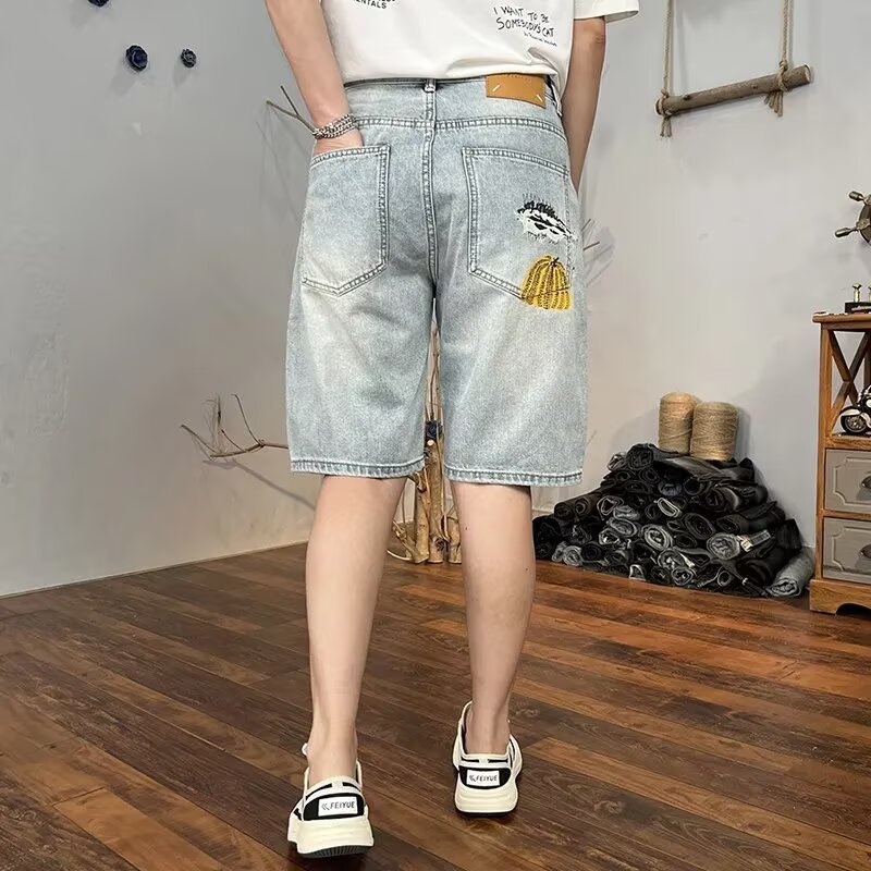 Ethan | Vintage Ljusblå Avslappnade Croppade Shorts 3
