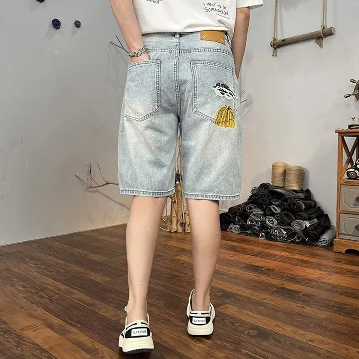 Ethan | Vintage Ljusblå Avslappnade Croppade Shorts 3