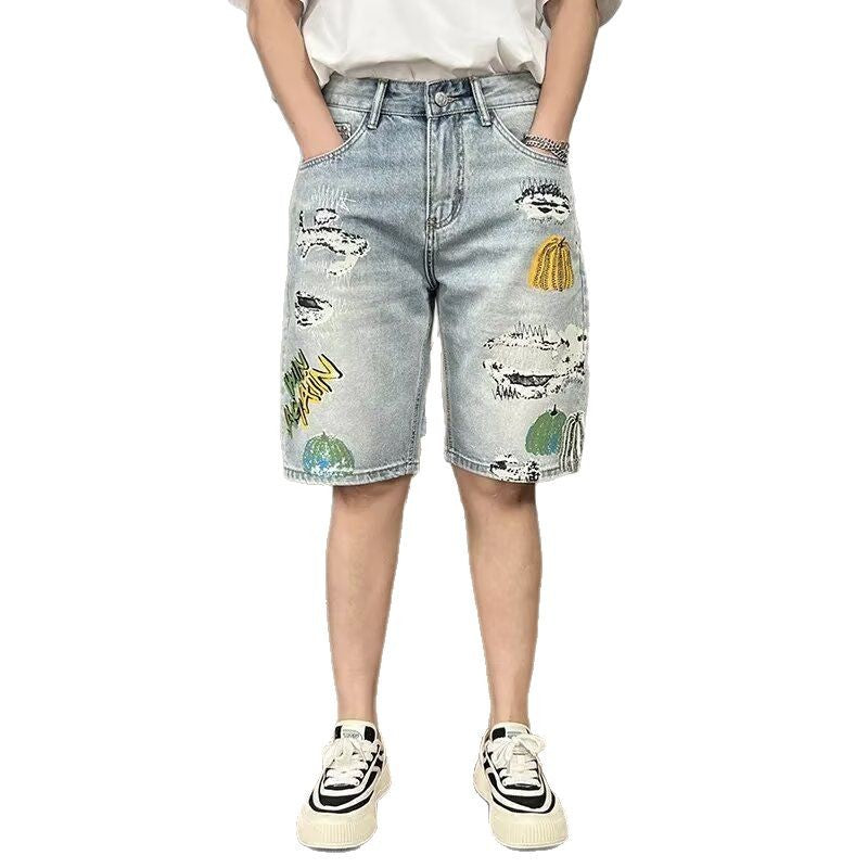 Ethan | Vintage Ljusblå Avslappnade Croppade Shorts 4