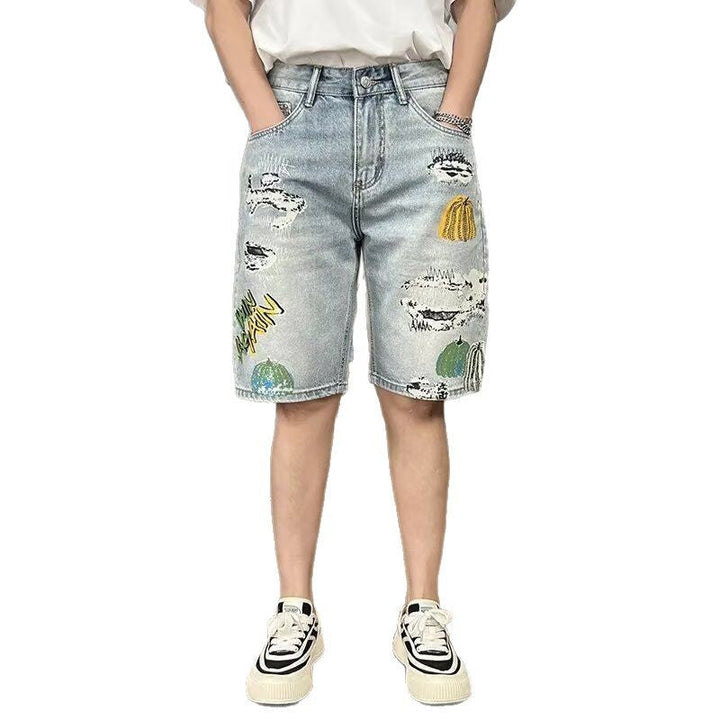 Ethan | Vintage Ljusblå Avslappnade Croppade Shorts 4