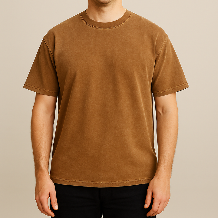 Ethan | Vintage Rak Passform Herr T-Shirt i Kvalitet 1