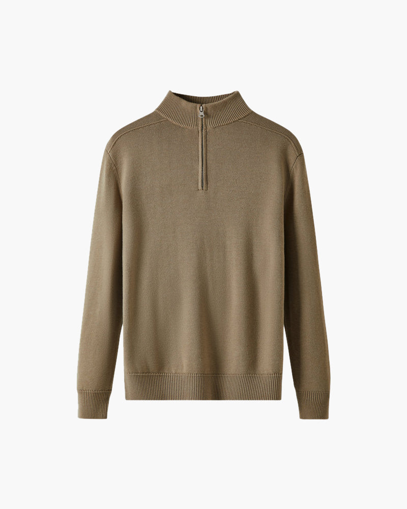 Evelyn | Modern Svart Stickad Tröja med Halvdragkedja och Ribbade Muddar 6