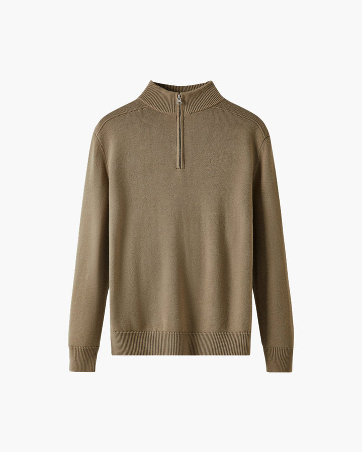 Evelyn | Modern Svart Stickad Tröja med Halvdragkedja och Ribbade Muddar 6