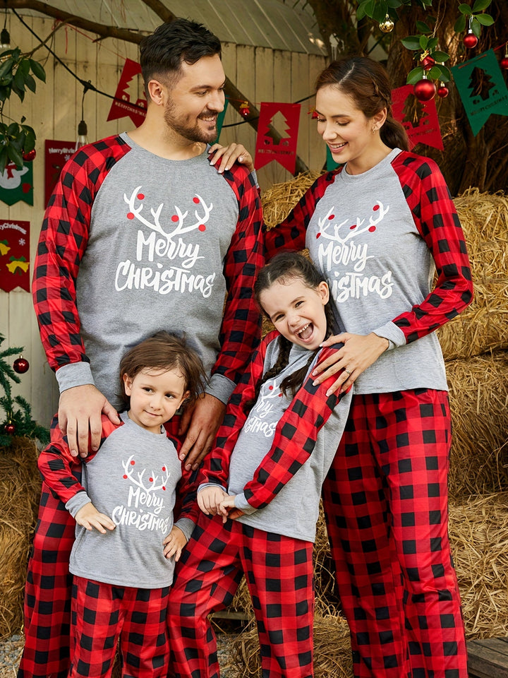 Familjepyjamas | Långärmad Julpyjamas med Rutigt Mönster för Mysig Komfort 1