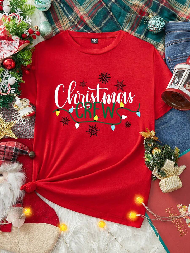 Festlig Röd T-Shirt för Unisex med Julgrafik | Bekväm och Mångsidig för Högtider 1