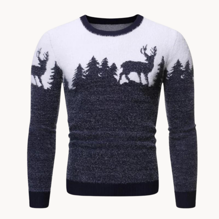 Festlig Stickad Tröja för Män med Julmotiv | Mjuk och Bekväm Vinterkläder 0