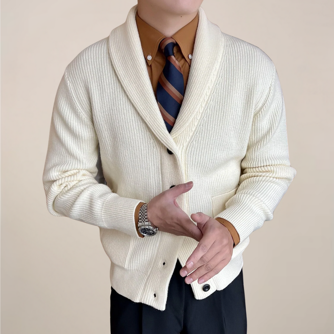Gant | Herr Tröja med Ribbstickad Design och Sjalkrage | Avslappnad Passform för Stil och Komfort 0