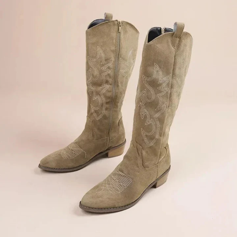 Höga Cowboystövlar med Broderi | Elegant Design och Halkfri Sula för Komfort och Stil 2