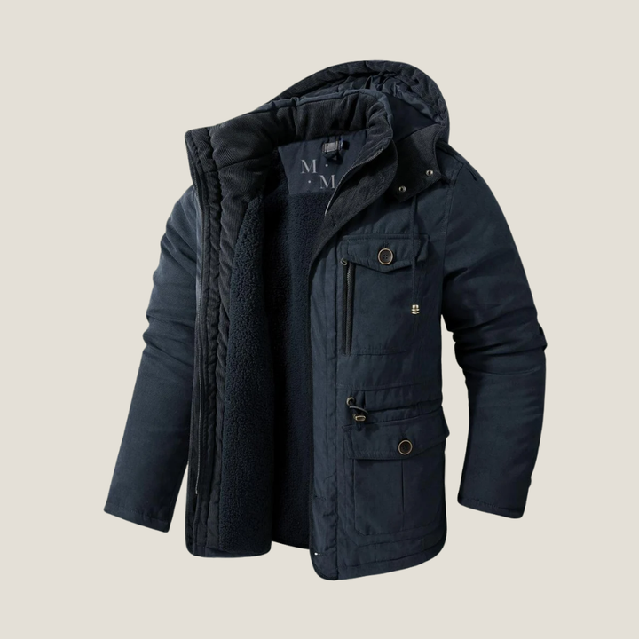 Huvjacka Vinterjacka | Isolerad Parkastil med Flera Fickor | Perfekt för Kallt Väder 5