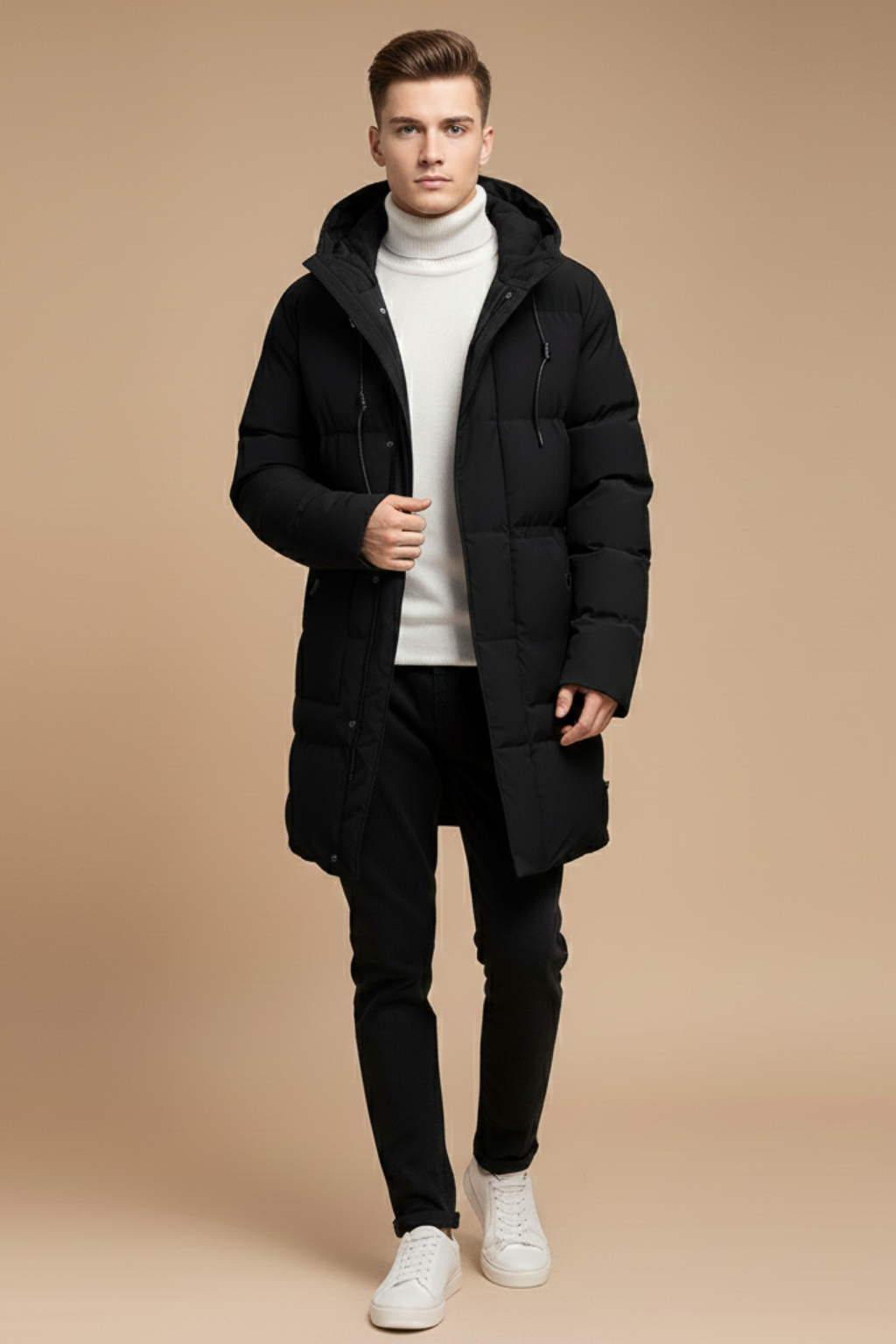 Isolerad Parkas Dam | Långlinje Vinterkappa med Vadderad Design | Skyddande Huva för Kallt Väder 0