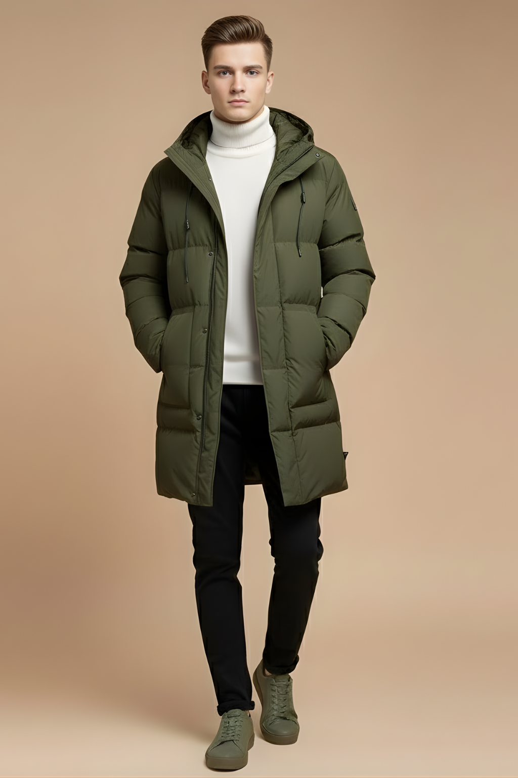 Isolerad Parkas Dam | Långlinje Vinterkappa med Vadderad Design | Skyddande Huva för Kallt Väder 4
