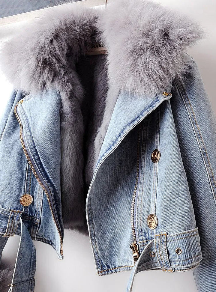 Jeansjacka Dam | Varm Denimjacka med Mjuk Krage | Modern Design för Stil och Komfort 2