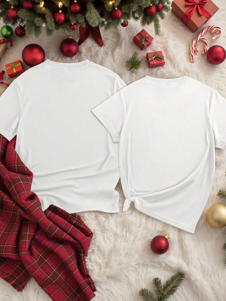 Jul T-shirt Set för Par | Humoristisk Tomte Design med Mjuk Bomullsblandning | Perfekt för Festliga Tillfällen 2
