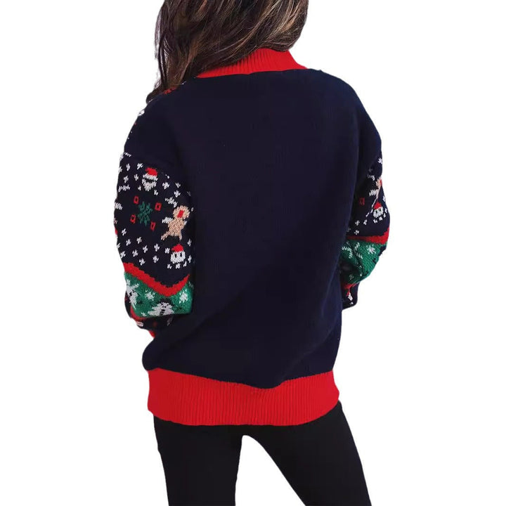 Julkollektion | Stickad Jultröja för Kvinnor med Mönster av Renar och Snöflingor | Mysig och Färgglad Design för Festligheter 1