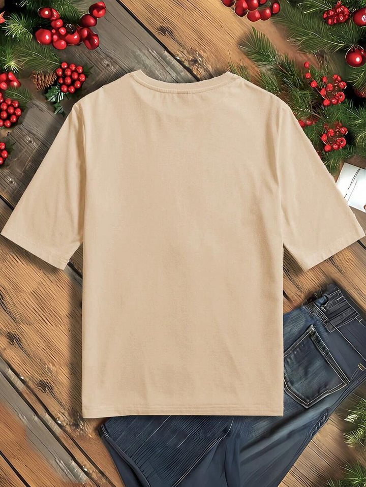 Jultröja för Damer | Jul-T-shirt med Pepparkaksgubbe &amp; Rutigt Mönster | Bekväm och Söt för Festligheter 1