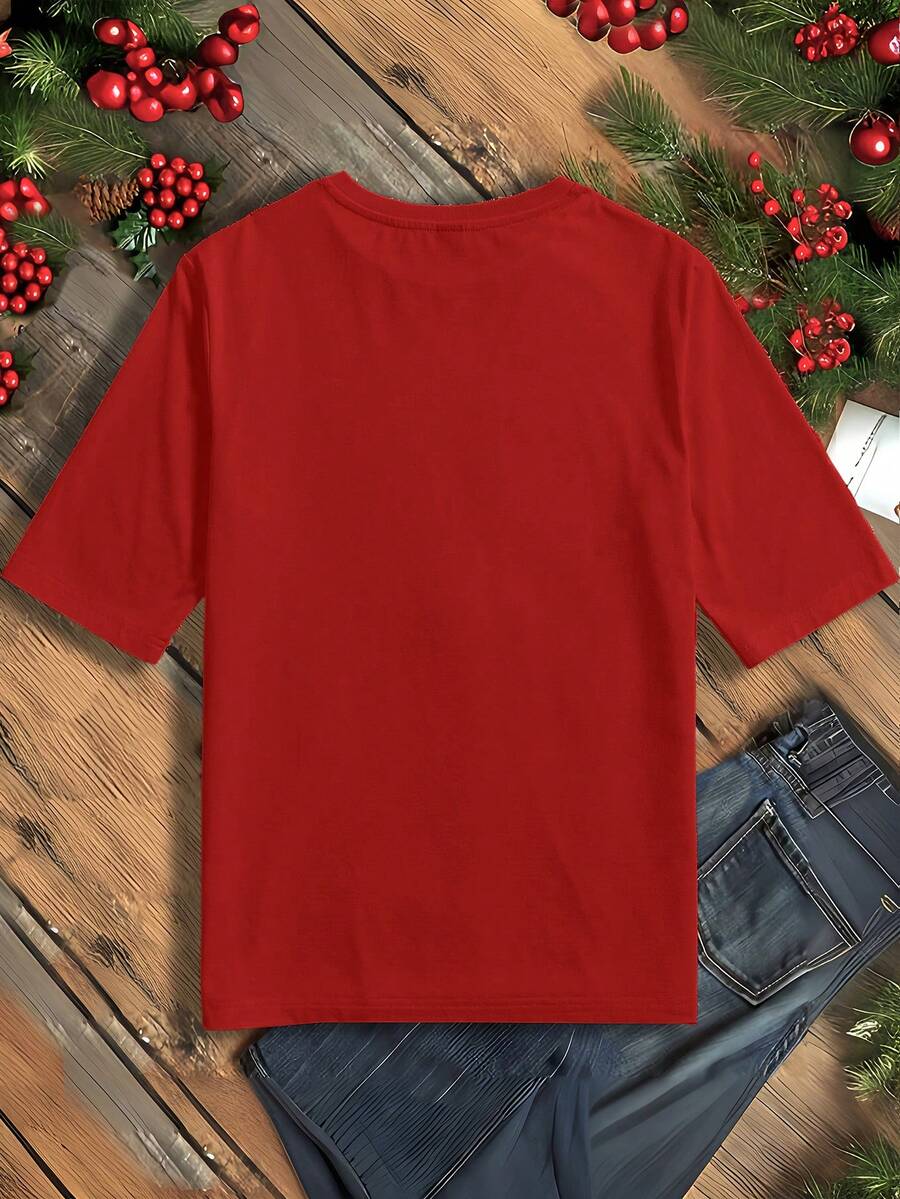 Jultröja för Damer | Jul-T-shirt med Pepparkaksgubbe &amp; Rutigt Mönster | Bekväm och Söt för Festligheter 3