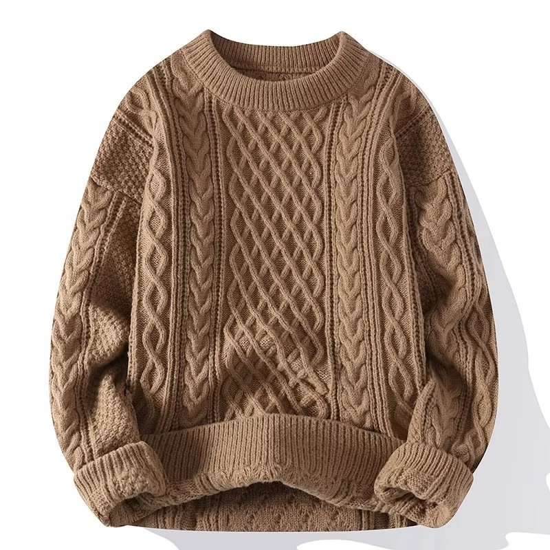 Kabelstickad Tröja | Chunky Fisherman Crew Neck med Mjuk Textur | Perfekt för Höst och Vinter 2