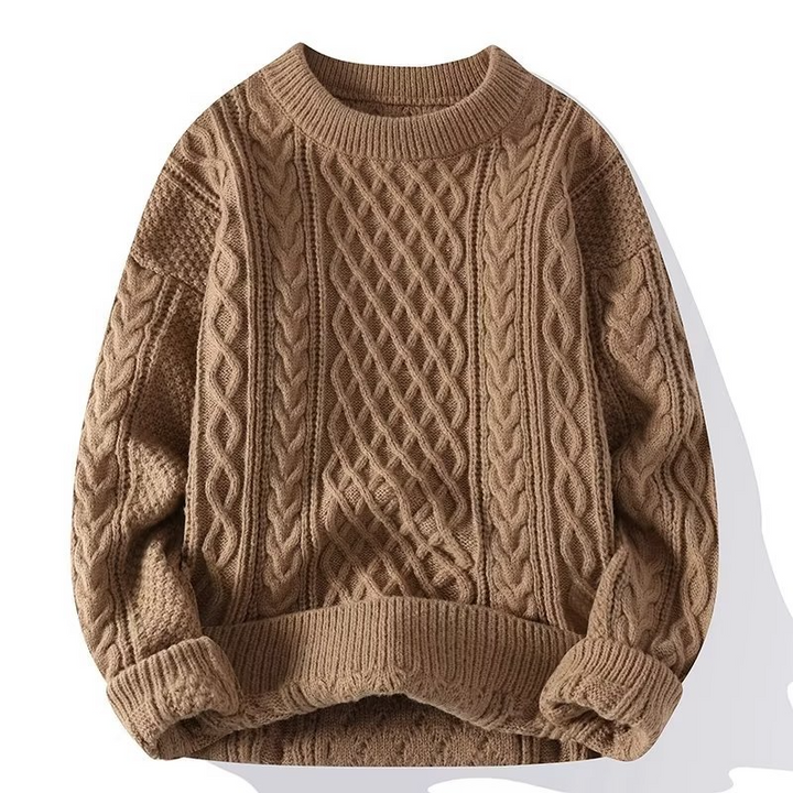 Kabelstickad Tröja | Chunky Fisherman Crew Neck med Mjuk Textur | Perfekt för Höst och Vinter 2