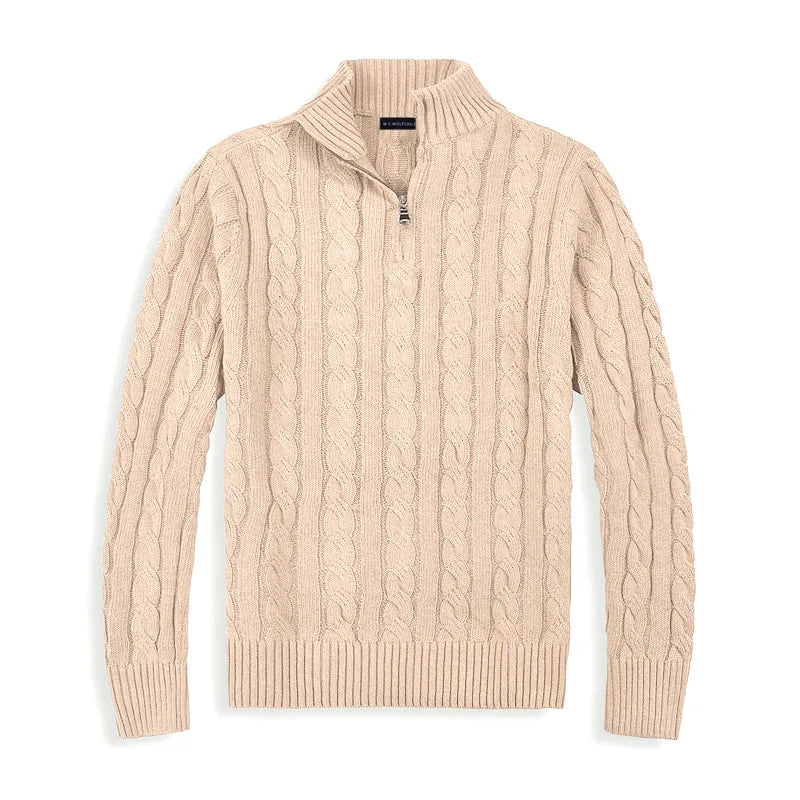Kabelstickad Tröja med Halv Dragkedja för Män | Tidlös Design för Värme och Stil 6
