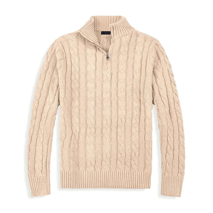 Kabelstickad Tröja med Halv Dragkedja för Män | Tidlös Design för Värme och Stil 6