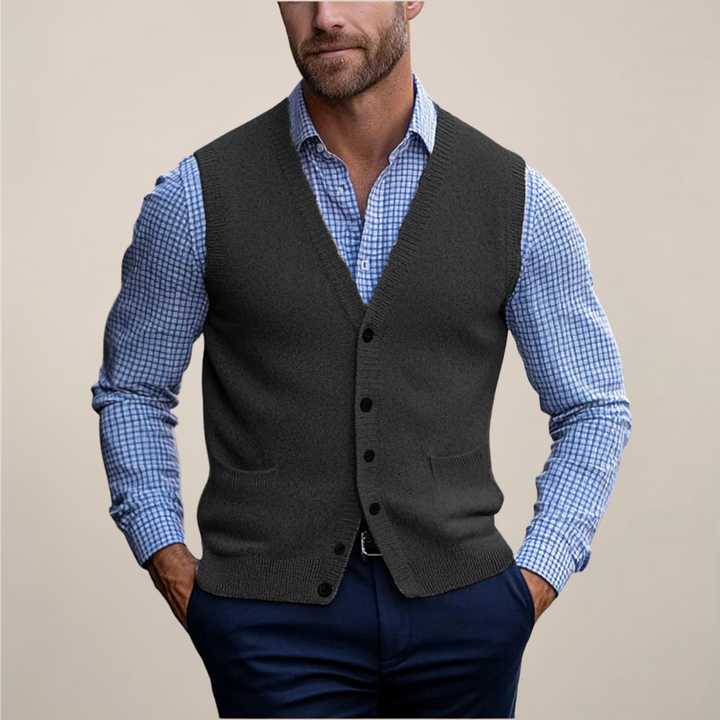 Klassisk Ärmlös Västtröja för Män med Ribbad Textur | Elegant Lagerlook för Alla Tillfällen 1