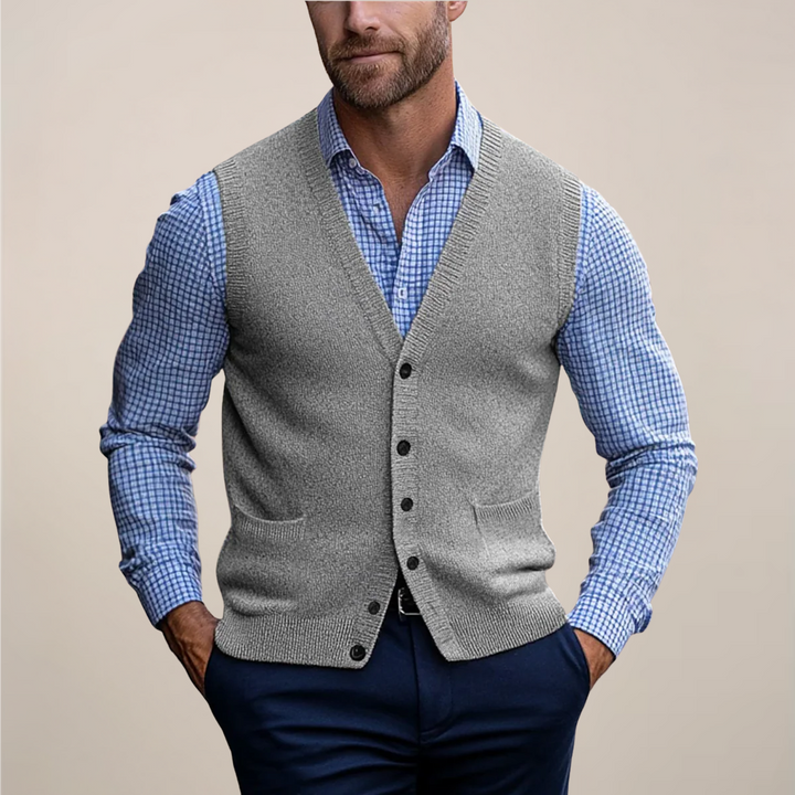 Klassisk Ärmlös Västtröja för Män med Ribbad Textur | Elegant Lagerlook för Alla Tillfällen 4