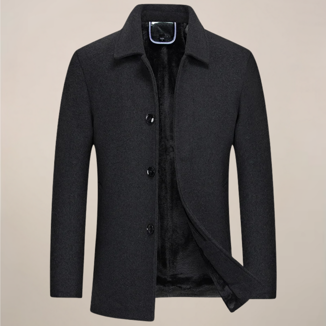Klassisk Button-Up Jacka för Män med Strukturerad Krage | Elegant Fritidsplagg för Höst/Vinter 0
