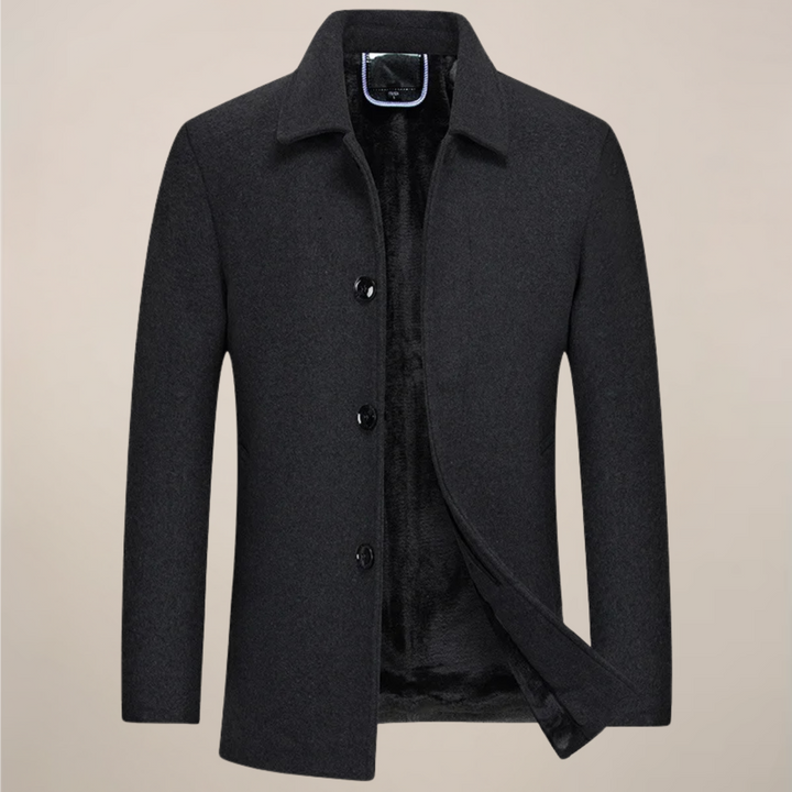 Klassisk Button-Up Jacka för Män med Strukturerad Krage | Elegant Fritidsplagg för Höst/Vinter 0