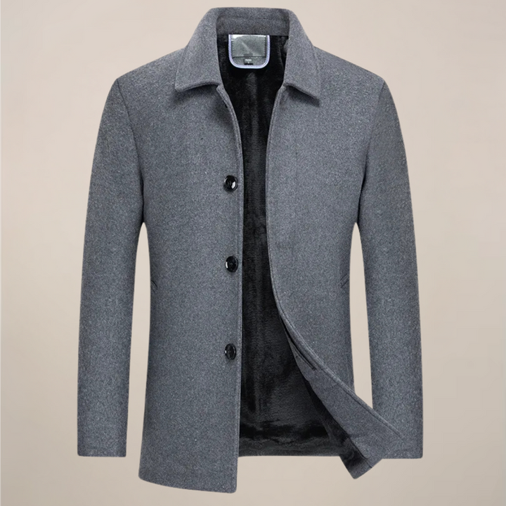 Klassisk Button-Up Jacka för Män med Strukturerad Krage | Elegant Fritidsplagg för Höst/Vinter 1