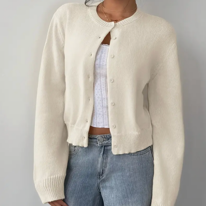 Klassisk Cardigan | Mjuk Stickad Tröja med Ribbade Ärmslut | Avslappnad Stil för Vardagsbruk 1