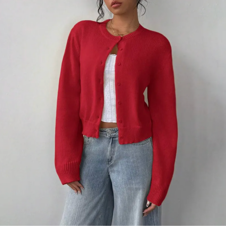 Klassisk Cardigan | Mjuk Stickad Tröja med Ribbade Ärmslut | Avslappnad Stil för Vardagsbruk 11