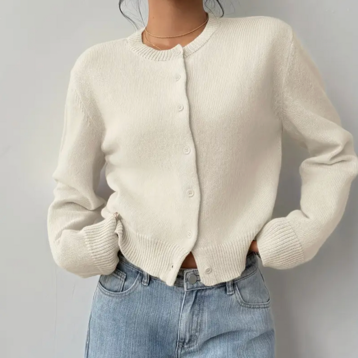 Klassisk Cardigan | Mjuk Stickad Tröja med Ribbade Ärmslut | Avslappnad Stil för Vardagsbruk 4