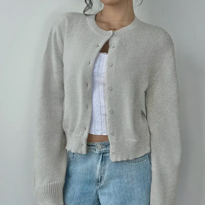 Klassisk Cardigan | Mjuk Stickad Tröja med Ribbade Ärmslut | Avslappnad Stil för Vardagsbruk 5