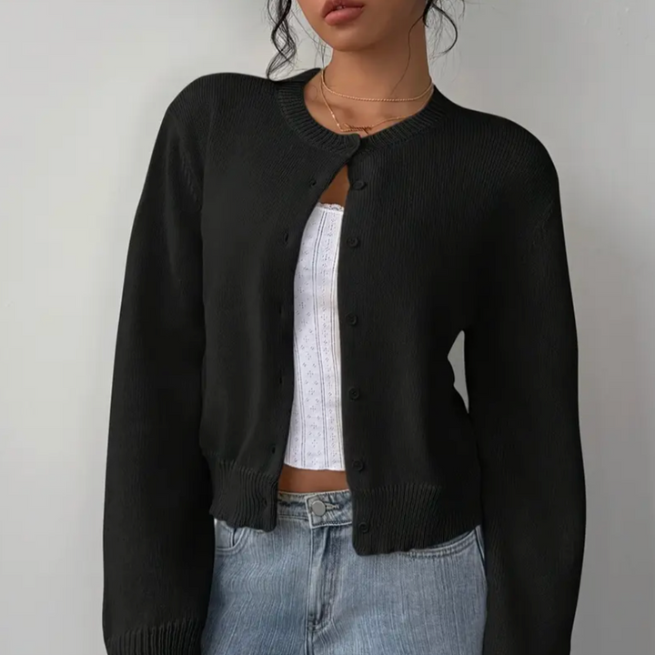 Klassisk Cardigan | Mjuk Stickad Tröja med Ribbade Ärmslut | Avslappnad Stil för Vardagsbruk 8