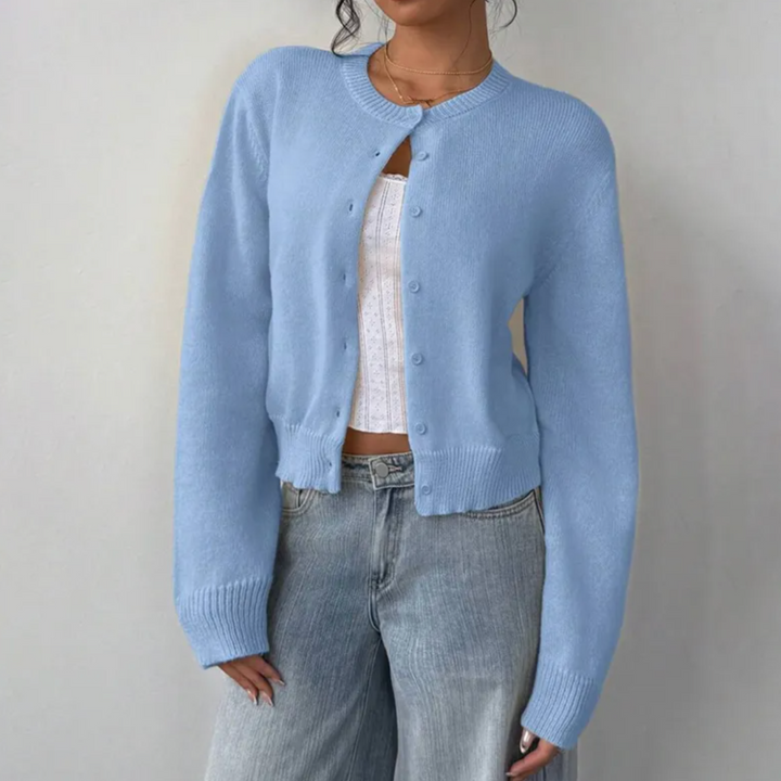 Klassisk Cardigan | Mjuk Stickad Tröja med Ribbade Ärmslut | Avslappnad Stil för Vardagsbruk 9