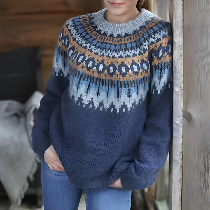 Klassisk Fair Isle Vintertröja för Kvinnor med Mjuk Stickad Konstruktion | Avslappnad Passform för Vardagsbruk 0