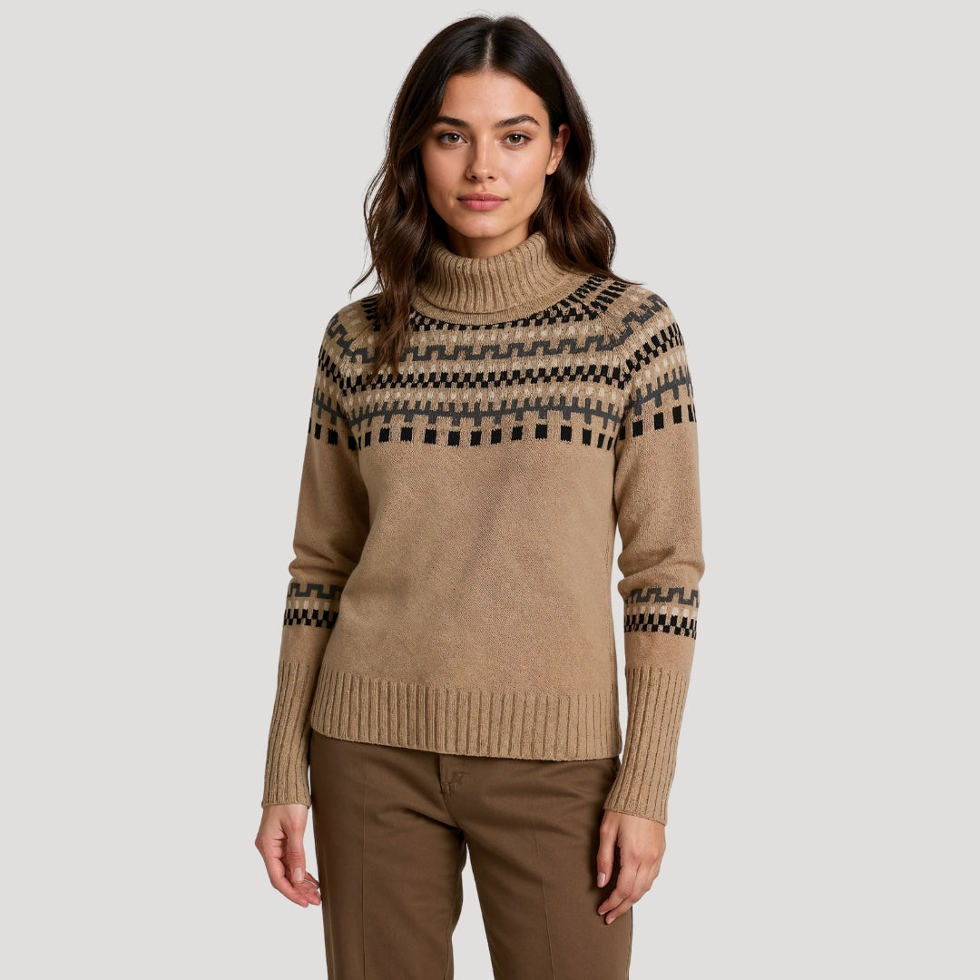 Klassisk Fair Isle | Chunky Stickad Tröja för Kvinnor med Hög Halsringning | Tidlös Vinterstil för Komfort och Värme 0