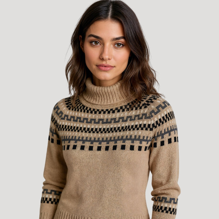 Klassisk Fair Isle | Chunky Stickad Tröja för Kvinnor med Hög Halsringning | Tidlös Vinterstil för Komfort och Värme 2