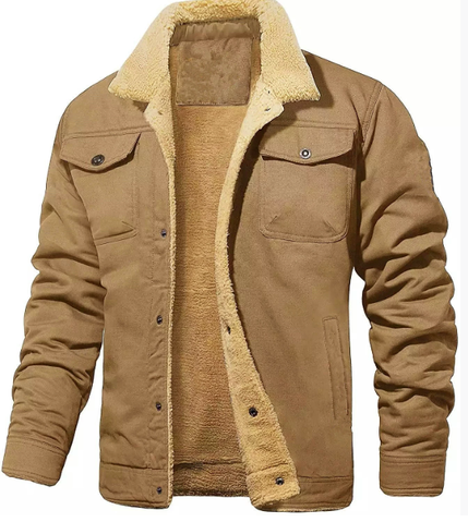 Klassisk Herrjacka | Shearling-fodrad Vinterjacka med Bröstfickor | Mångsidig Design för Värme och Komfort 0