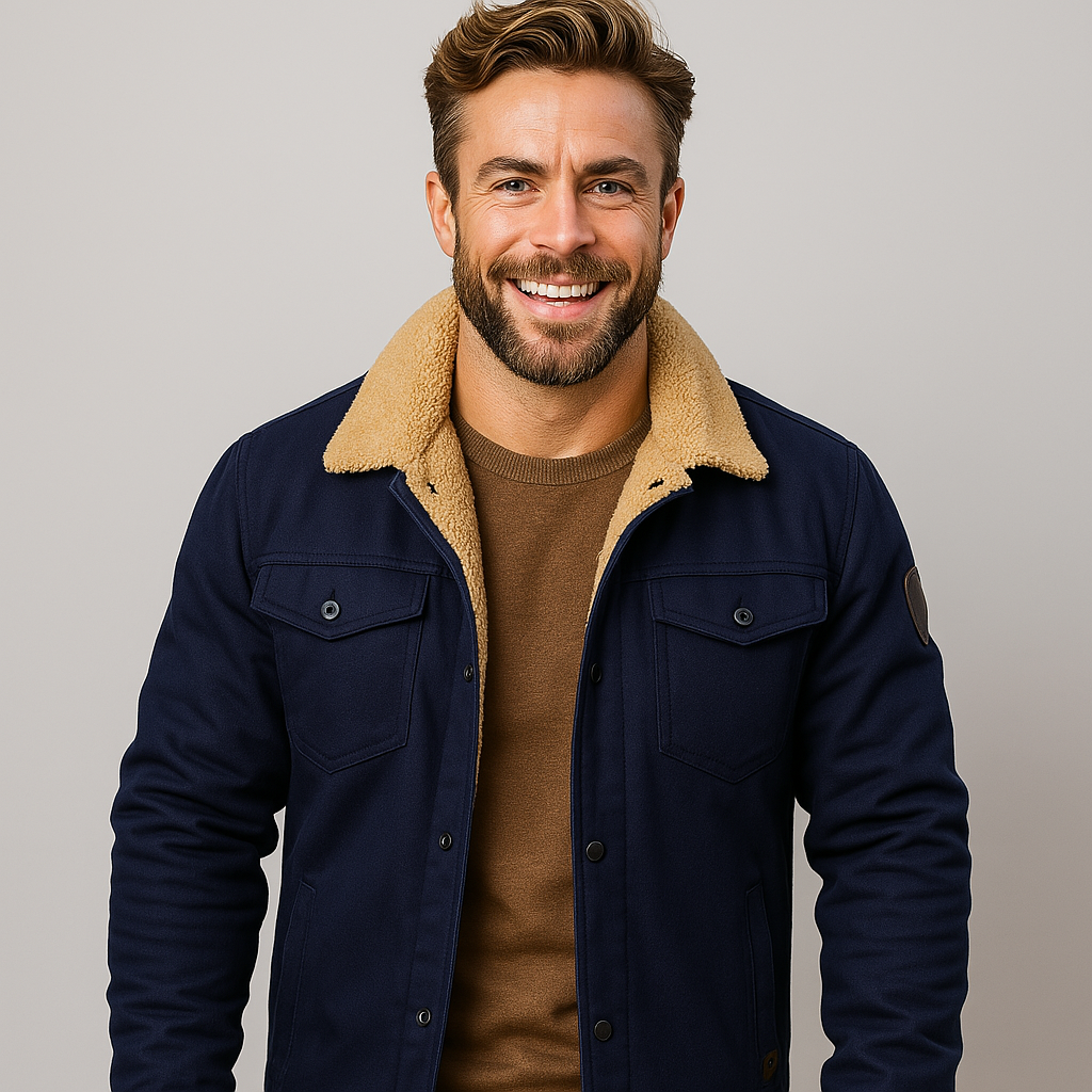 Klassisk Herrjacka | Shearling-fodrad Vinterjacka med Bröstfickor | Mångsidig Design för Värme och Komfort 5