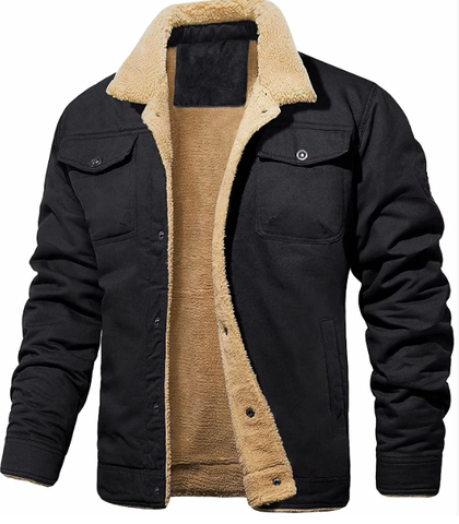 Klassisk Herrjacka | Shearling-fodrad Vinterjacka med Bröstfickor | Mångsidig Design för Värme och Komfort 6