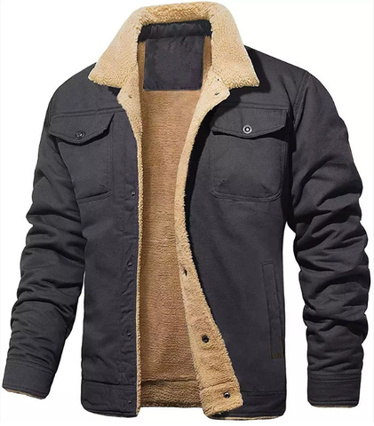 Klassisk Herrjacka | Shearling-fodrad Vinterjacka med Bröstfickor | Mångsidig Design för Värme och Komfort 8