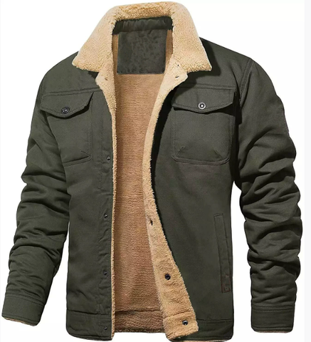 Klassisk Herrjacka | Shearling-fodrad Vinterjacka med Bröstfickor | Mångsidig Design för Värme och Komfort 9